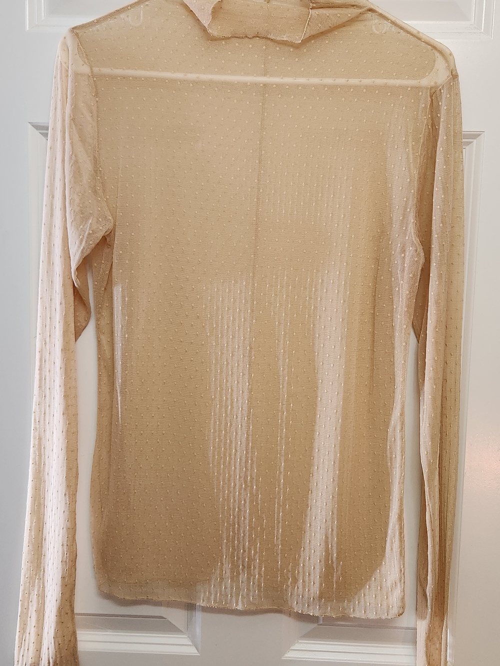 Free People Sheer Dot Mesh Top - Beige,  L.